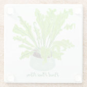 植物誇りを持った母 – 白の鳥の巣シダ。 ガラスコースター (裏面)