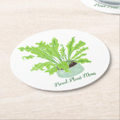 植物誇りを持った母 – 白の鳥の巣シダ。 ラウンドペーパーコースター (アングル)