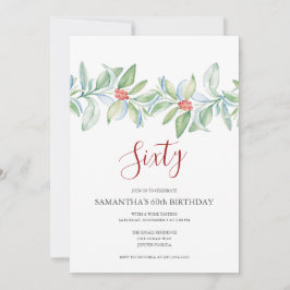 植物赤と緑のクリスマス60誕生日 招待状