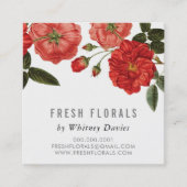 植物赤バラ花スタイリッシュヴィンテージフローラ スクエア名刺 (正面)