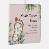 植物足跡赤面ピンク初めてのクリスマス セラミックオーナメント (右)