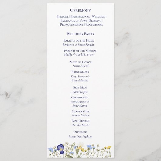 植物野エレガント花台本のプ結婚ログラム プログラム (裏面)