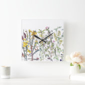 植物野草花牧草壁時計 スクエア壁時計 (ホーム)