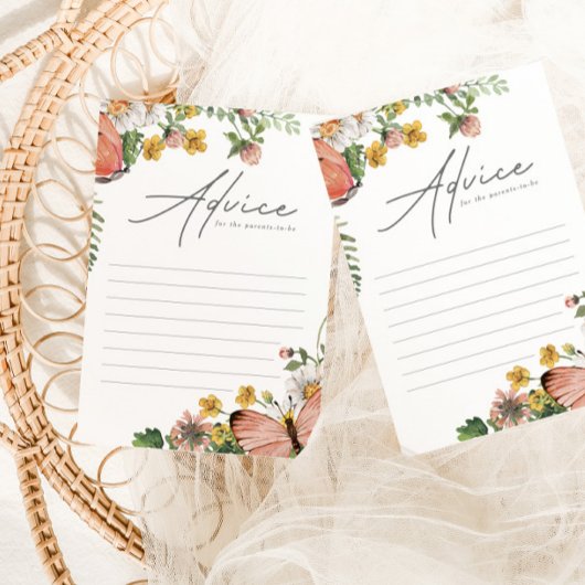 植物野草赤ちゃんシャワーアドバイスカード アドバイスカード