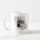 植物金ゴールドグリーンリースズ結婚2写真 コーヒーマグカップ (左)