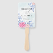 植物金箔金ゴールド緑ピンク結婚ローズ ハンドファン (正面)