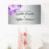 植物銀と紫のバラ結婚の歓迎 横断幕 (インサイチュ)