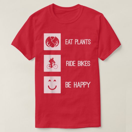 植物食べ乗りバイクベハピービーガンベジタリアンB Tシャツ (デザイン正面)