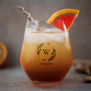 植物骨格モノグラム ステムなしワイングラス