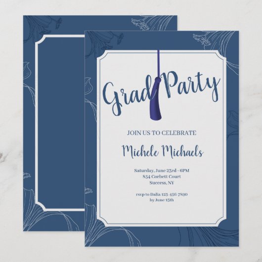 植物骨組卒業招待状 招待状 (正面/裏面)