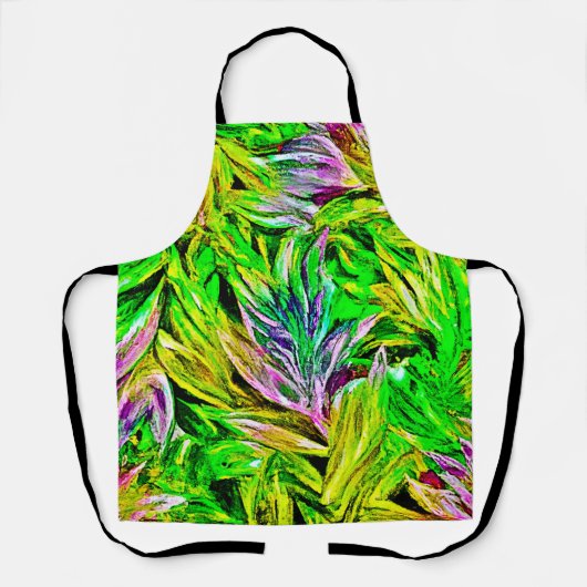 植物鮮やかストロークデザイン エプロン (正面)