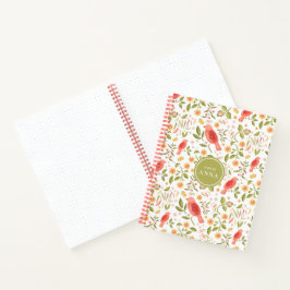 植物鳥柄 – 自然文房具デザイン ノートブック