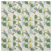 植物鳥緑と黄色の葉のパターン ファブリック (見本)