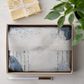 植物鳥類ヴィンテージ青い花の切り離 薄葉紙 (ギフト)