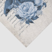 植物鳥類ヴィンテージ青い花の切り離 薄葉紙 (詳細)