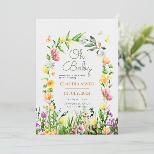 植物黄水色フローラバビシャワー 招待状 (スタンド正面)