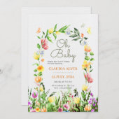 植物黄水色フローラバビシャワー 招待状 (正面/裏面)