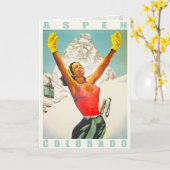 《植物》アスペンからのヴィンテージのスキープリントが付いている挨拶状 カード (黄色い花)