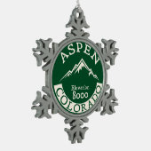 《植物》アスペンのコロラド州のスキースキースノーボード スノーフレークピューターオーナメント (左)