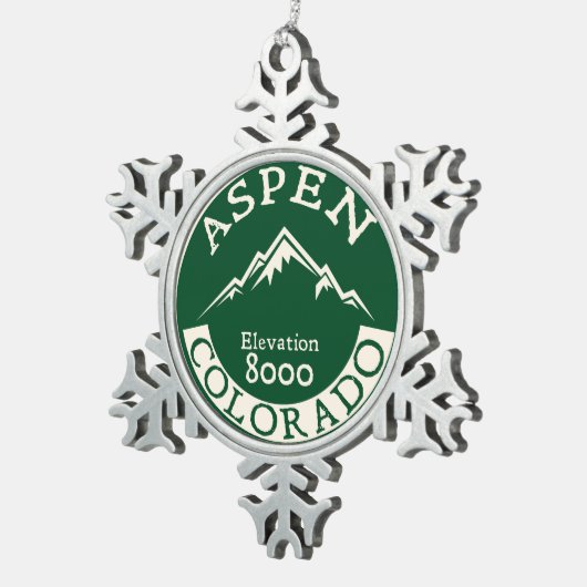 《植物》アスペンのコロラド州のスキースキースノーボード スノーフレークピューターオーナメント (右)