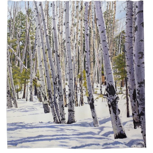 《植物》アスペンの木々 シャワーカーテン (正面)