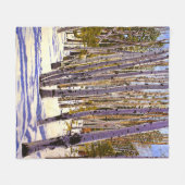 《植物》アスペンの木々 フリースブランケット (正面(横))