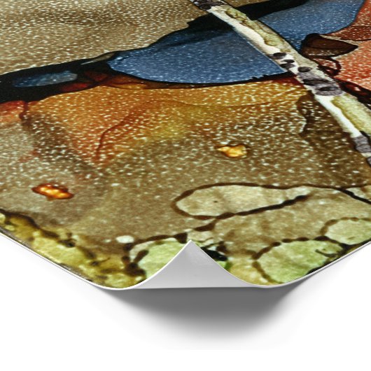 《植物》アスペンの木と湖のポスター12X12" ポスター (角)