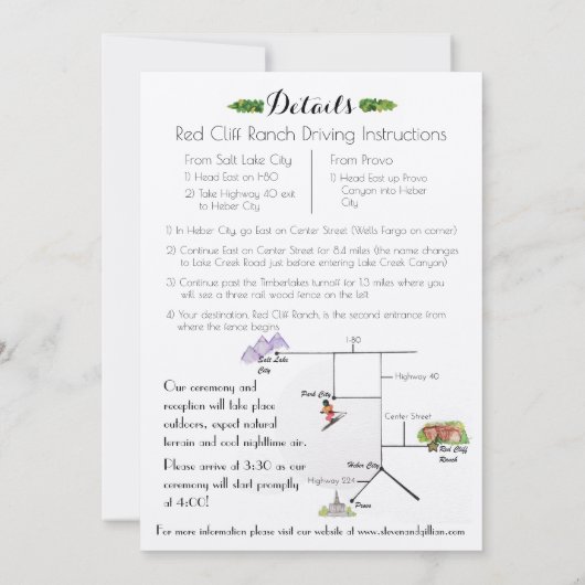 《植物》アスペンの木の自然の水彩画の結婚式招待状 招待状 (裏面)