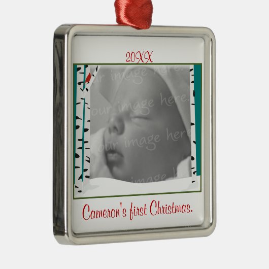 《植物》アスペンの森のパーソナライズな写真のオーナメント メタルオーナメント (右)