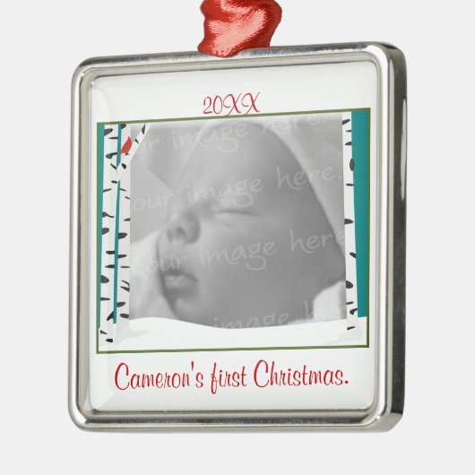 《植物》アスペンの森のパーソナライズな写真のオーナメント メタルオーナメント (左)