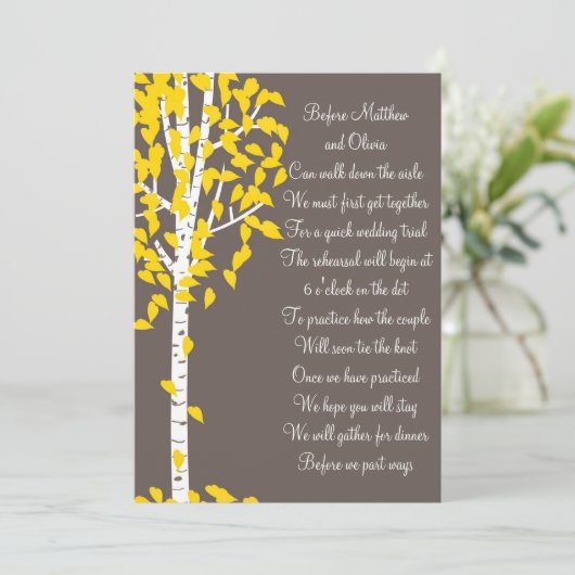 《植物》アスペンの樺の木のリハーサルの夕食の招待状 招待状 (スタンド正面)