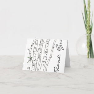 《植物》アスペンの樺の木の灰色のサンキューカード サンキューカード