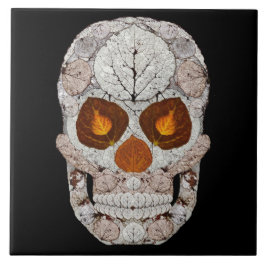 《植物》アスペンの葉のスカル11 タイル