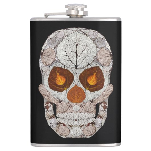 《植物》アスペンの葉のスカル11 フラスク (正面)