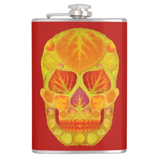 《植物》アスペンの葉のスカル13 フラスク (正面)