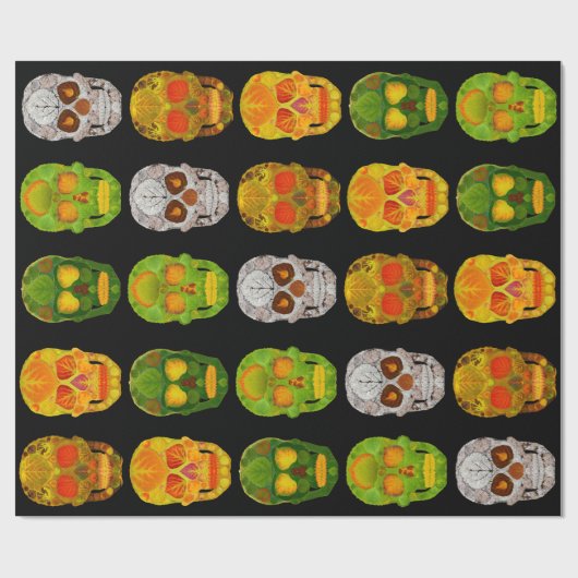 《植物》アスペンの葉のスカル ラッピングペーパー (フラット)