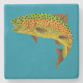 《植物》アスペンの葉のニジマス1 ストーンコースター