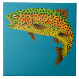 《植物》アスペンの葉のニジマス1 タイル