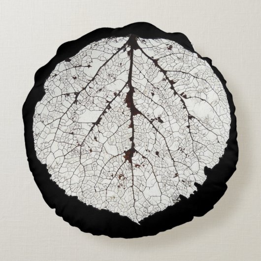 《植物》アスペンの葉の骨組1 ラウンドクッション (裏面)