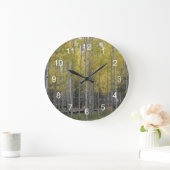 《植物》アスペンの黄色い白熱 ラージ壁時計 (ホーム)