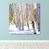 《植物》アスペンのSnow Canvas Print キャンバスプリント (インサイチュ (ウッドフロア))