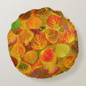 《植物》アスペンはコラージュに無地のなメドレー1を去ります ラウンドクッション (裏面)