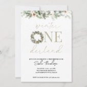 《植物》アスペンウィンターワンダーランド1歳の招待状 招待状 (正面)