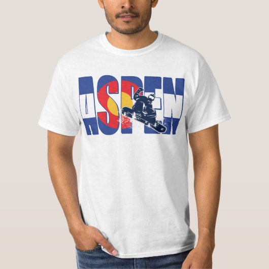 《植物》アスペンコロラドとスノーボーダー Tシャツ (正面)