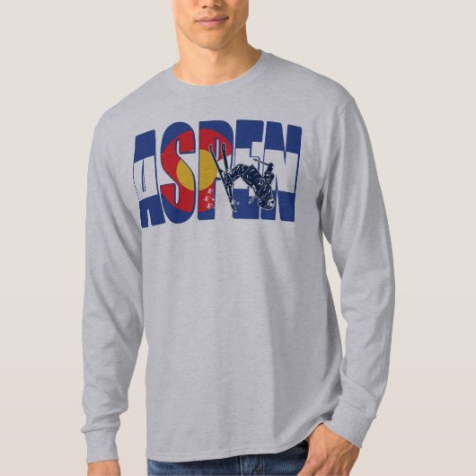 《植物》アスペンコロラドウィズスノースキーヤー Tシャツ (正面)