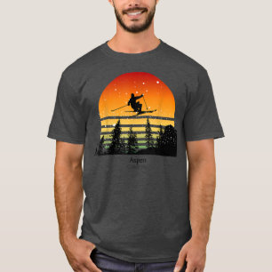 《植物》アスペンコロラドスキーアットサンセットスキーヴィンテージサンセット Tシャツ