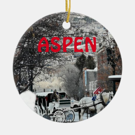《植物》アスペンコロラドバケーション写真クリスマスオーナメント セラミックオーナメント (正面)