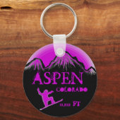 《植物》アスペンコロラドパープルスノーボードアートキーチェーン キーホルダー (正面)