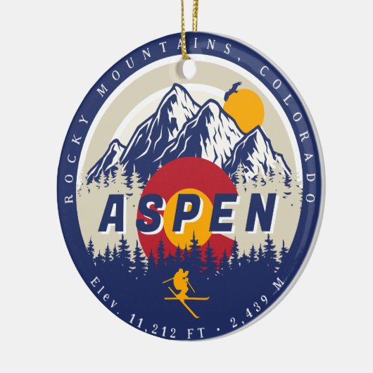 《植物》アスペンコロラドフラッグスキーマウンテンサンセットディ土産 セラミックオーナメント (左)