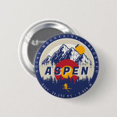 《植物》アスペンコロラドフラッグスキーマウンテンサンセットディ土産 缶バッジ (正面&裏面)